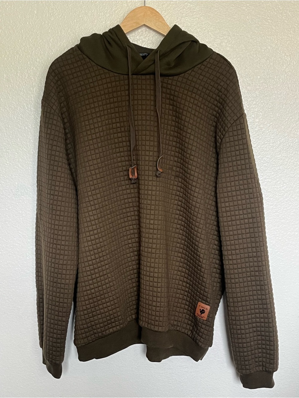 Coofandy Men's Olive Hooded Quilted Sweatshirt XXXL